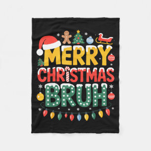 Couverture Polaire Thème de pull moche avec chapeau de Père Noël Bruh