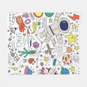 Couverture Polaire Thème Espace dans l'illustration style doodé (Devant (Horizontal))