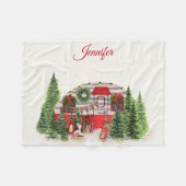 Couverture Polaire Thème extérieur du camping de Noël Trailer (Devant (Horizontal))