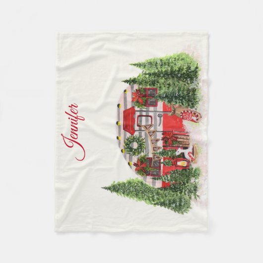 Couverture Polaire Thème extérieur du camping de Noël Trailer (Devant)