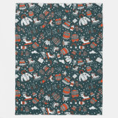 Couverture Polaire Thème hiver motif Fleece Blanche (Devant)