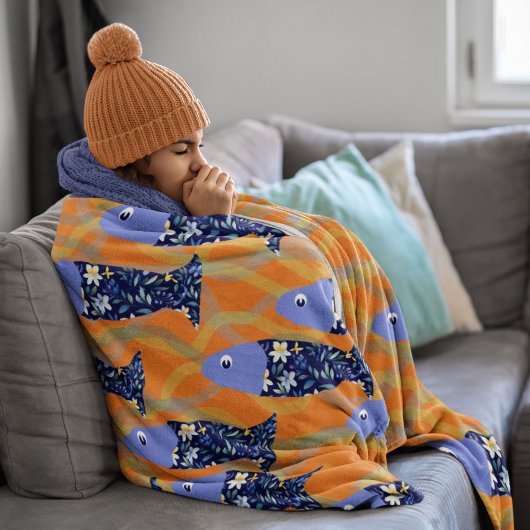 Couverture Polaire Thème nautique Baignade poissons