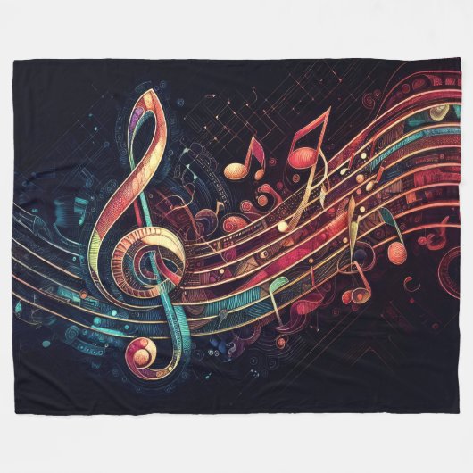 Couverture Polaire Thème Notes artistiques Abstraites (Devant (Horizontal))