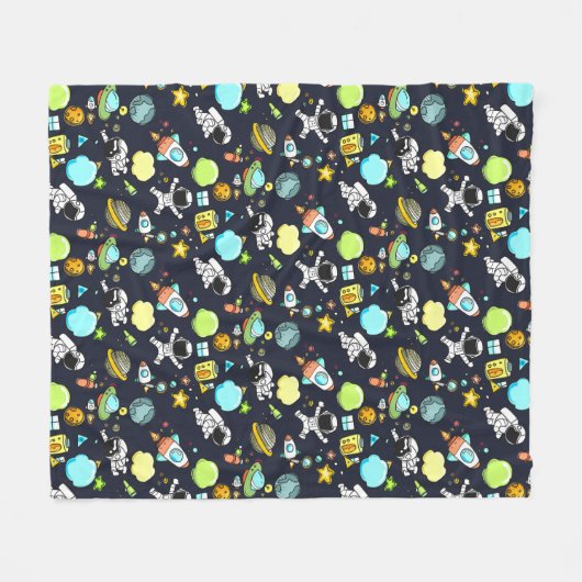 Couverture Polaire Thème spatial cool - Astronauts & Rocket Ships (Devant (Horizontal))