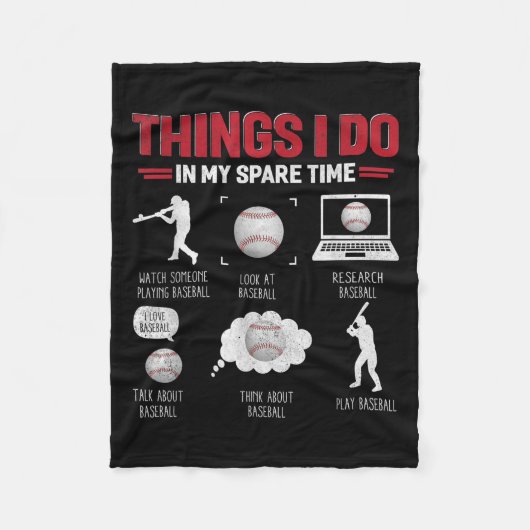 Couverture Polaire Things I Do In My Spare Time Shirt Funny Baseball (Devant)