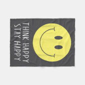 Couverture Polaire Think Happy Stay Happy Motivation Quote Yellow Smi (Devant (Horizontal))