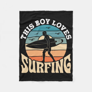 Couverture Polaire This Boy Loves Surfing Surf Surfer Surfboard Surfi