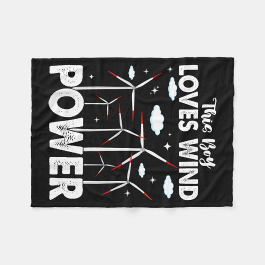 Couverture Polaire This Boy Loves Wind Wer, Windmill Turbine Technici (Devant (Horizontal))