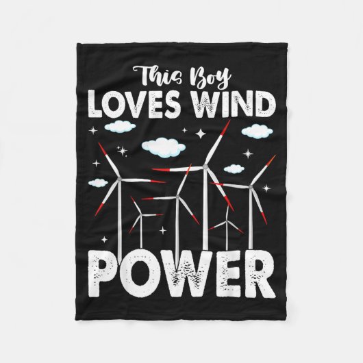 Couverture Polaire This Boy Loves Wind Wer, Windmill Turbine Technici (Devant)