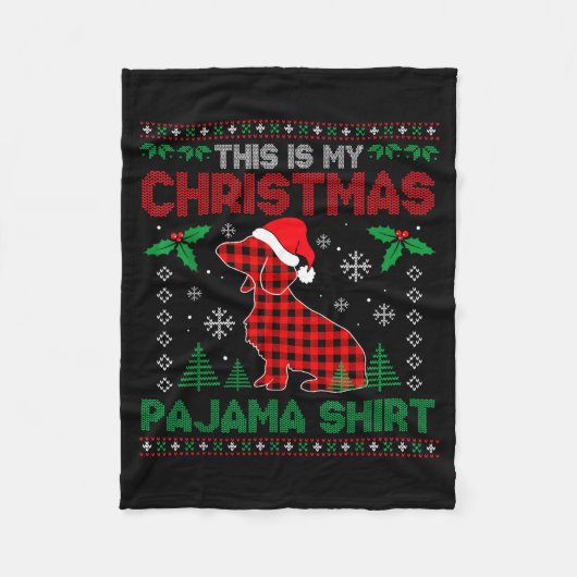 Couverture Polaire This Is My Dachshund Dog Red Plaid Christmas Ugly (Devant)