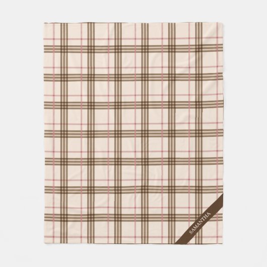 Couverture Polaire Thompson écossais plaid écossais beige brun rouge (Devant)