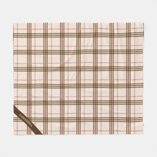 Couverture Polaire Thompson écossais plaid écossais beige brun rouge (Devant (Horizontal))