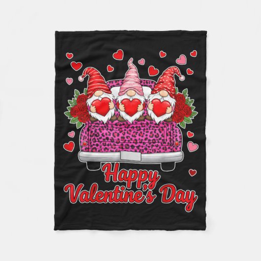 Couverture Polaire Three Gnomes And Leopard Truck Happy Valentine's D (Devant)