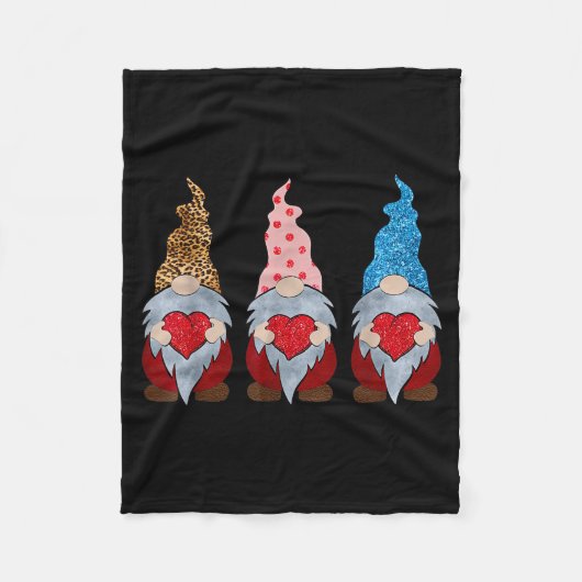 Couverture Polaire Three Gnomes Holding Heart Funny Valentines Day Co (Devant)