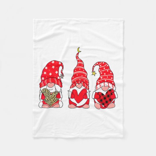 Couverture Polaire Three Gnomes Holding Heart Leopard Happy Valentine (Devant)