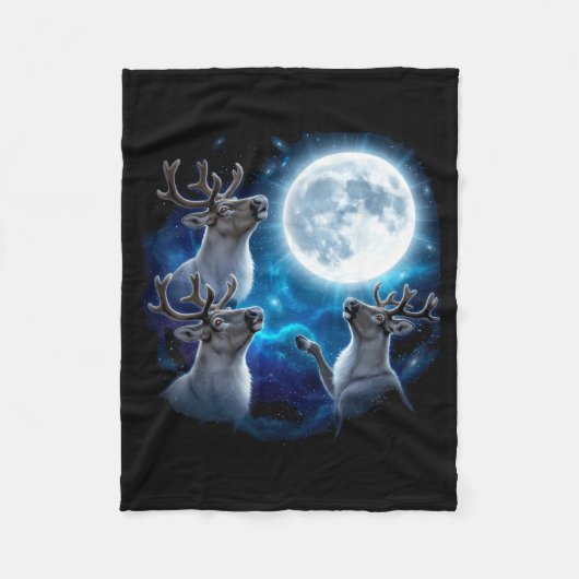 Couverture Polaire Three Reindeer Howling At The Moon Merry Christmas (Devant)