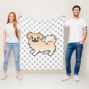 Couverture Polaire Tibétain Spaniel Crème Chien de Dessin Animé Migno