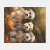 Couverture Polaire Tibétain Terrier Chiot Automne Citrouille délice (Devant (Horizontal))