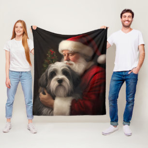 Couverture Polaire Tibétain Terrier Père Noël Noël Festif