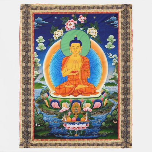 Couverture Polaire Tibétain Thangka Prabhutaratna Bouddha (Devant)