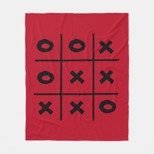Couverture Polaire Tic Tac Toe XO Jeu Rouge Fleece Blanche (Devant)