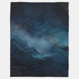 Couverture Polaire Tidalité Profonde Sarcelle Or Abstraite Océan