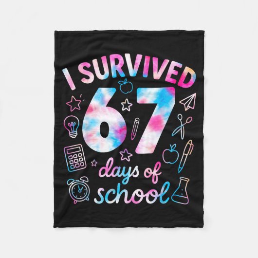 Couverture Polaire Tie Dye I Survived 67 Days Of School Funny Six Sev (Devant)