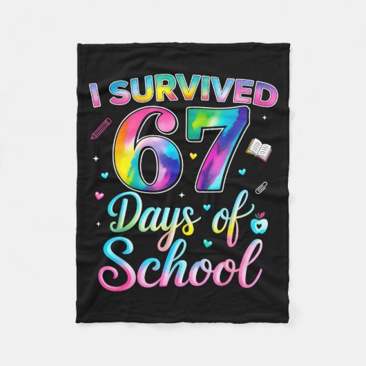 Couverture Polaire Tie Dye I Survived 67 Days Of School Funny Six Sev (Devant)