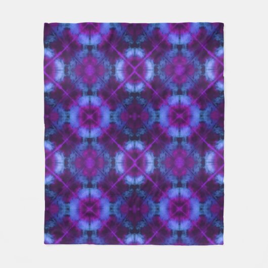 Couverture Polaire Tie Dye Kaleidoscope Vibrant Bleu pourpre Magenta (Devant)