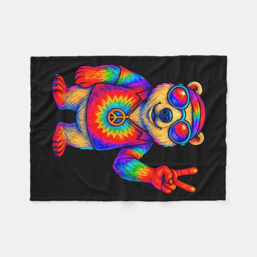 Couverture Polaire Tie-dye Lar Bear Peace Sign Hip (Devant (Horizontal))