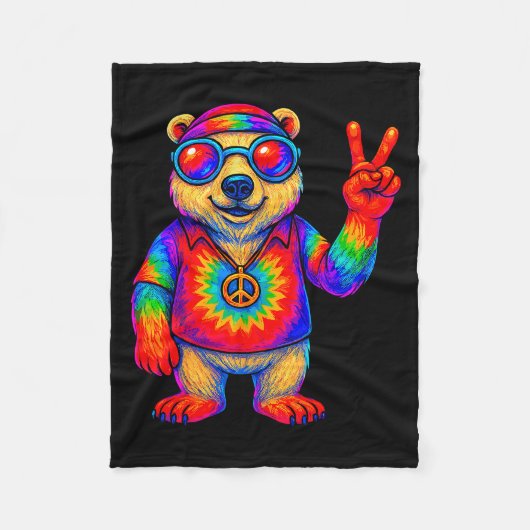 Couverture Polaire Tie-dye Lar Bear Peace Sign Hip (Devant)
