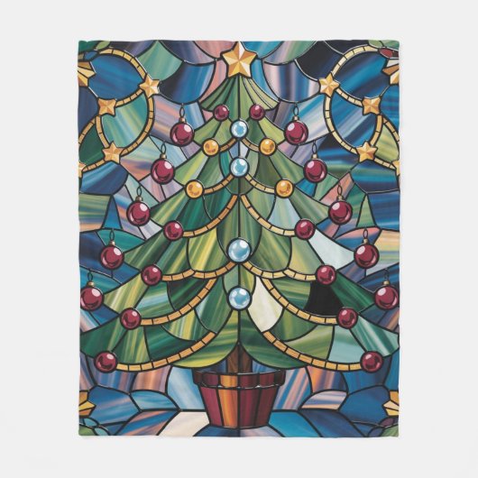 Couverture Polaire Tiffany-Style Stained Glass Christmas Tree (Devant)