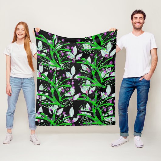 Couverture Polaire Tige et Fleurs (En situation)