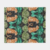 Couverture Polaire Tiger and Leaves in Watercolor Seamless Pattern (Devant (Horizontal))