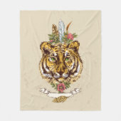 Couverture Polaire Tiger Boho Style Portrait (Devant)