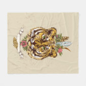Couverture Polaire Tiger Boho Style Portrait (Devant (Horizontal))