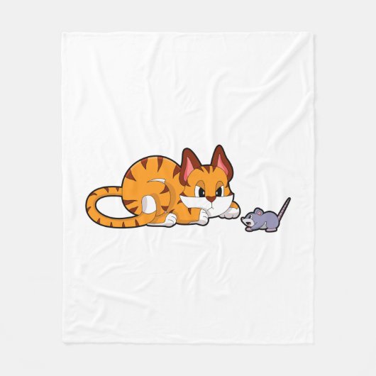 Couverture Polaire Tiger chat avec souris (Devant)