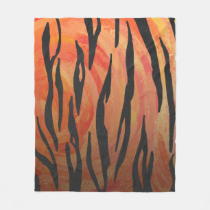 Couverture Polaire Tiger chaud orange et noir