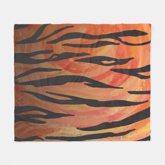 Couverture Polaire Tiger chaud orange et noir (Devant (Horizontal))
