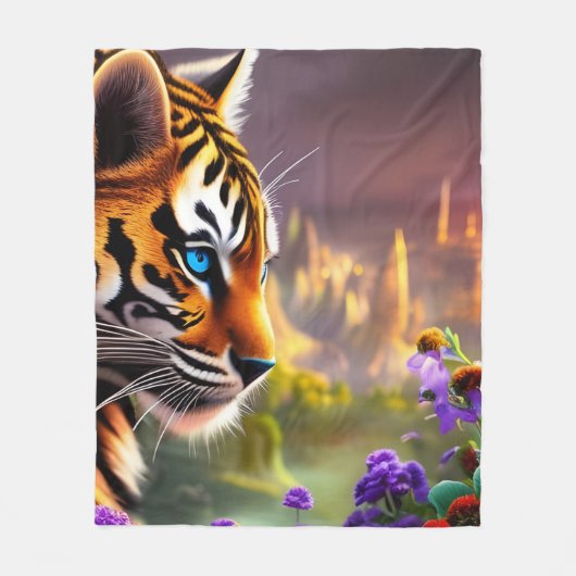 Couverture Polaire Tiger Cub, Fleurs Violettes (Devant)
