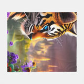 Couverture Polaire Tiger Cub, Fleurs Violettes (Devant (Horizontal))
