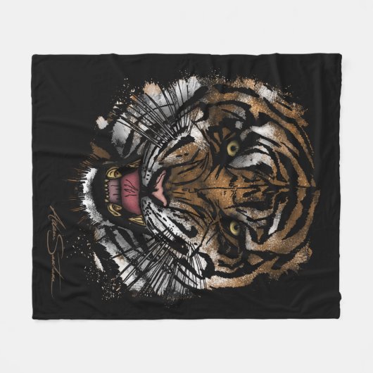 Couverture Polaire Tiger face (conception de signature) (Devant (Horizontal))
