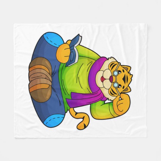 Couverture Polaire Tiger Nerd avec Livre (Devant (Horizontal))