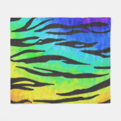 Couverture Polaire Tiger noir et arc-en-ciel (Devant (Horizontal))