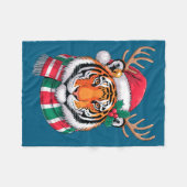Couverture Polaire Tiger Reindeer Christmas Santa Hat Tiger Xmas  (Devant (Horizontal))