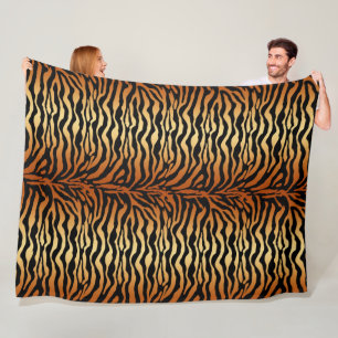 Couverture Polaire Tiger Stripes Poster de animal, Ambre, Noir et Tan