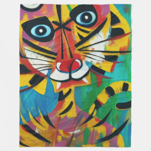 Couverture Polaire TIGER TANGO Whimsical Untamed Jungle Cat Peinture