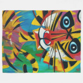Couverture Polaire TIGER TANGO Whimsical Untamed Jungle Cat Peinture (Devant (Horizontal))