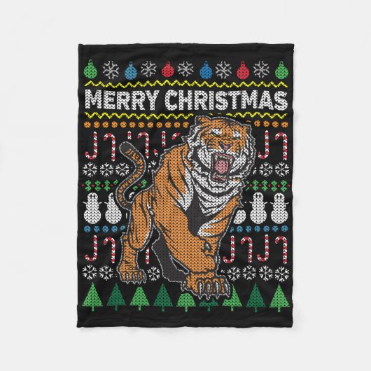 Couverture Polaire Tiger Vilain Sweat de Noël Série de la faune (Devant)