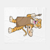 Couverture Polaire Tigre à la peinture avec peinture et pinceau (Devant (Horizontal))